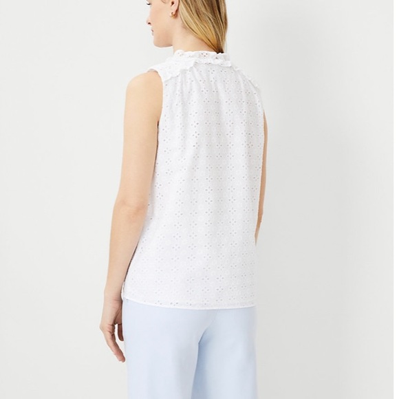 Ann Taylor Eyelet Keyhole Ruffle Top - Picture 3 of 4